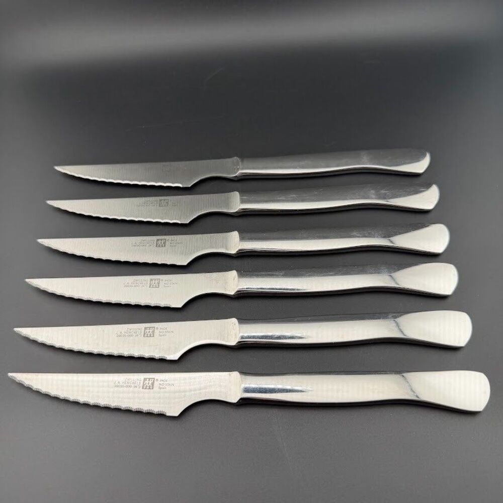 Set of 6 Zwilling J.A. Henckels Inox Serrated Steak Knives 4" Blade 39035-000